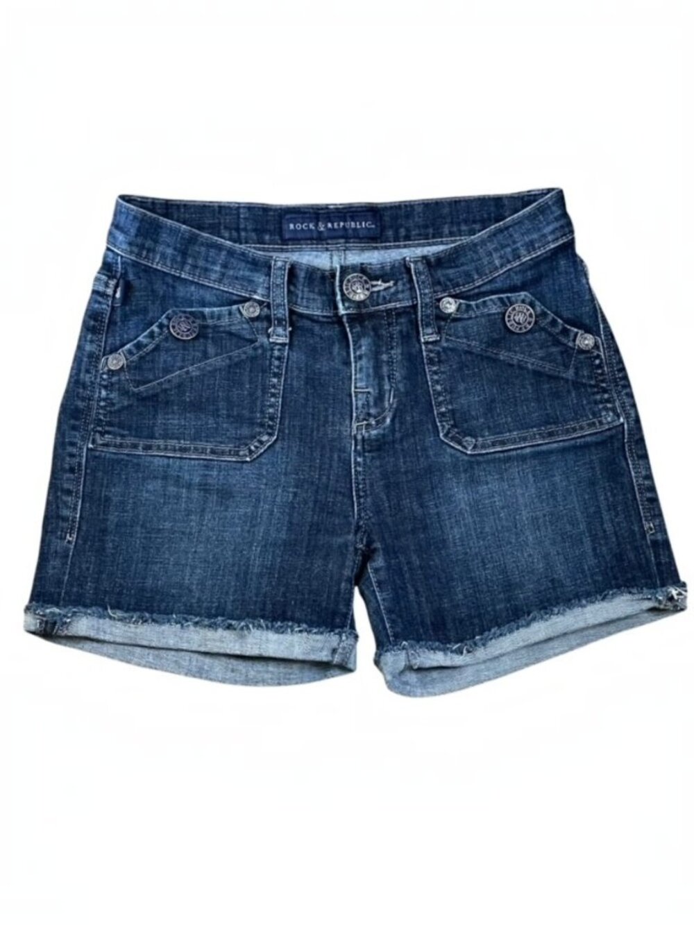 Rock & Republic Stinger Rolled Hem Jean Shorts - Size 0